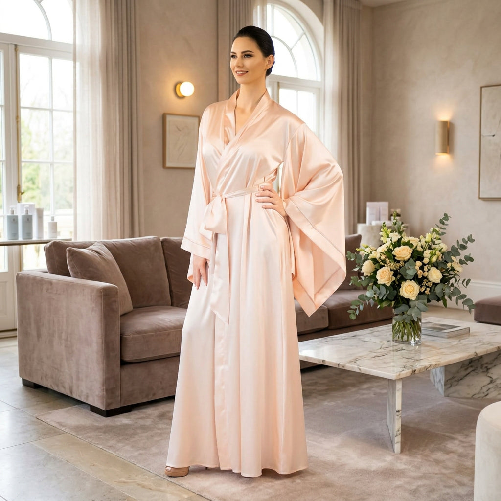Chemise de Nuit Longue Satinée & Dentelle – Luxe & Féminité