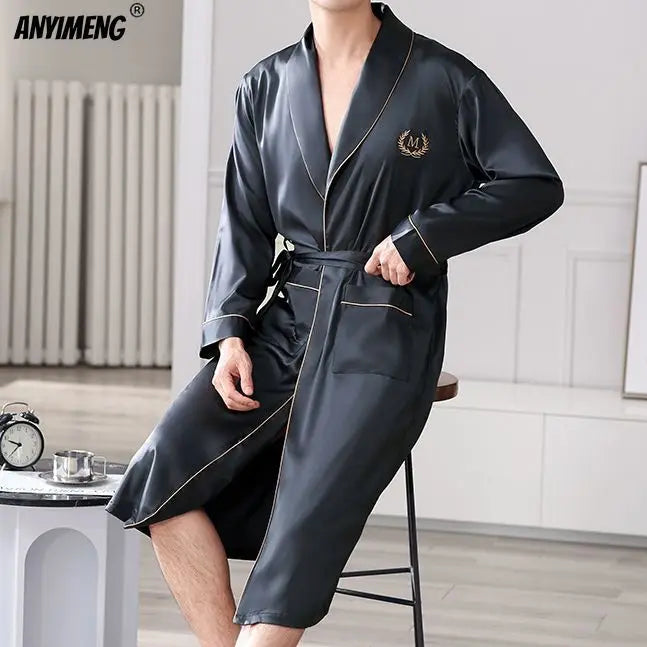 Robe de Chambre Homme Soie Glacée – Luxe & Élégance