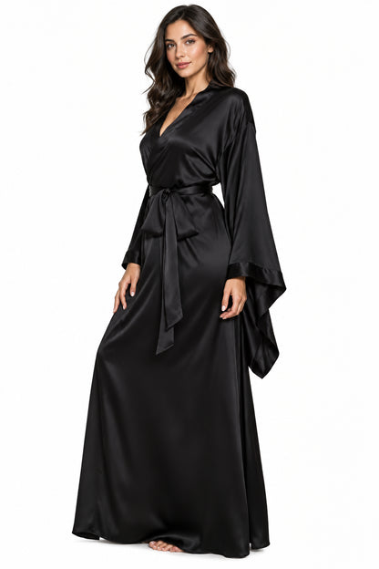 Chemise de Nuit Longue Satinée & Dentelle – Luxe & Féminité