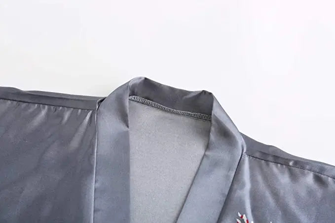 Kimono Court Satin Floral | Peignoir Femme Luxe | 7 Coloris | S à XXL
