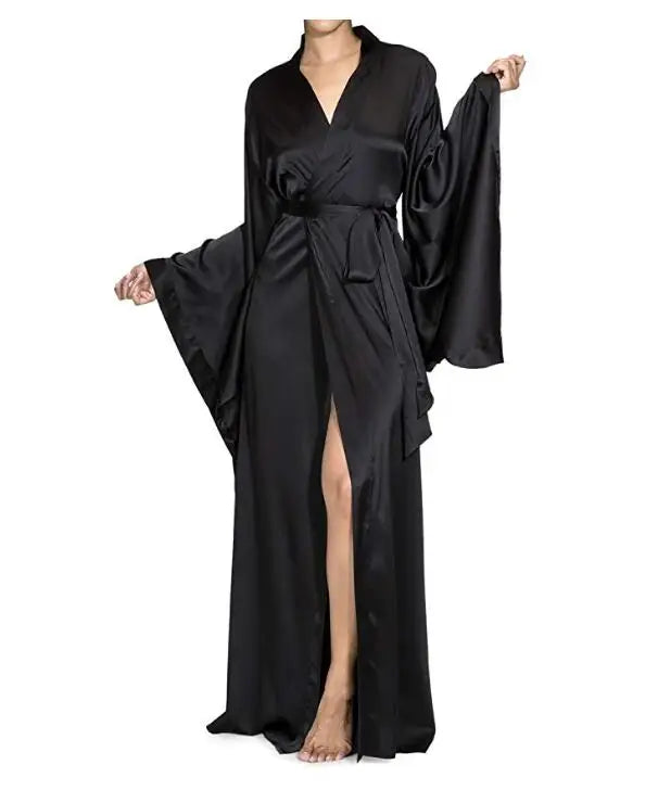 Chemise de Nuit Longue Satinée & Dentelle – Luxe & Féminité