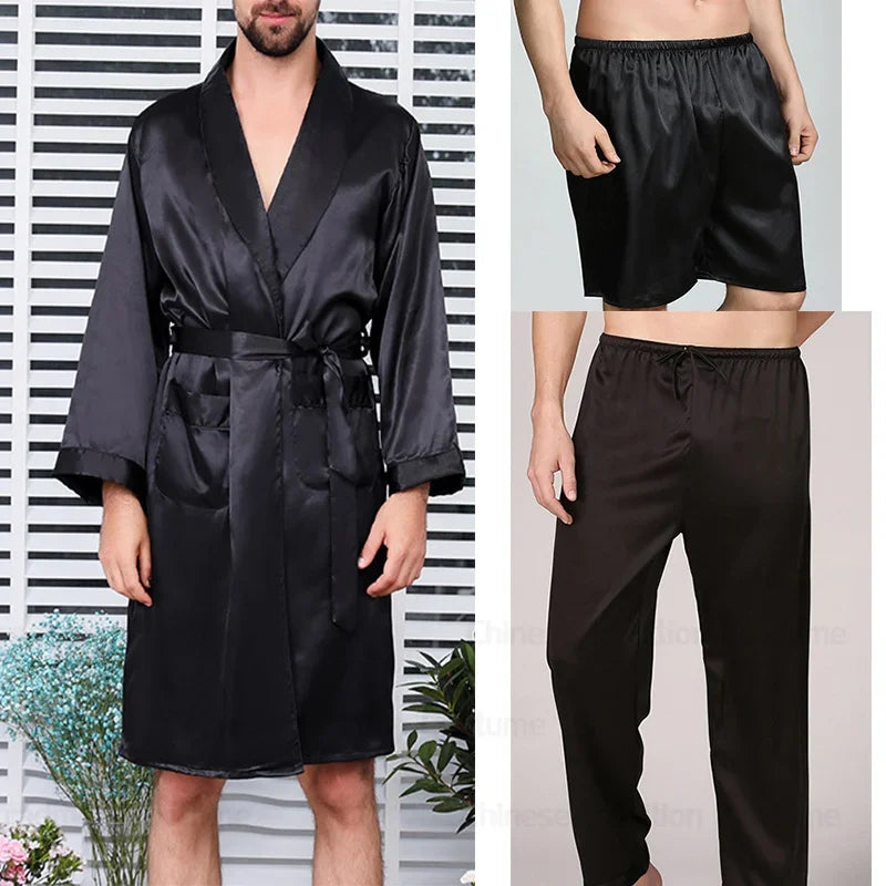 Ensemble Pyjama Kimono Satin Homme | Grande Taille 2XL à 5XL