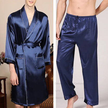 Ensemble Pyjama Kimono Satin Homme | Grande Taille 2XL à 5XL