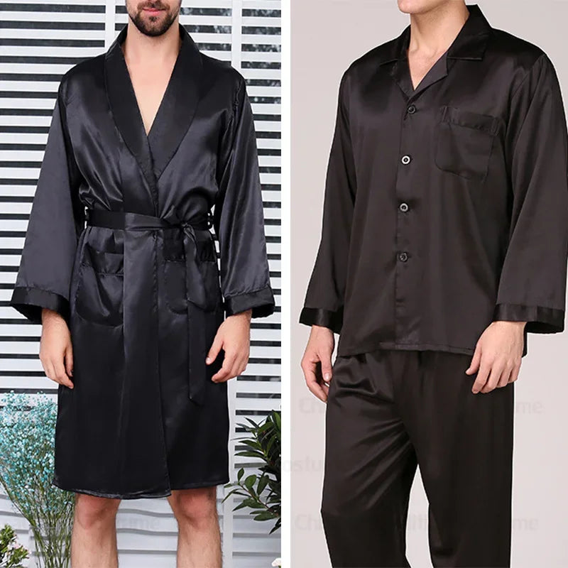 Ensemble Pyjama Kimono Satin Homme | Grande Taille 2XL à 5XL