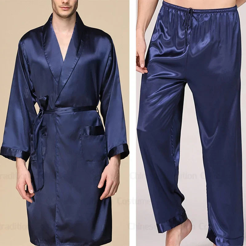 Ensemble Pyjama Kimono Satin Homme | Grande Taille 2XL à 5XL