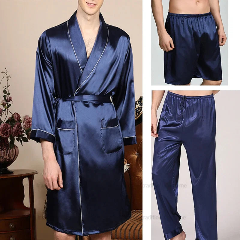 Ensemble Pyjama Kimono Satin Homme | Grande Taille 2XL à 5XL