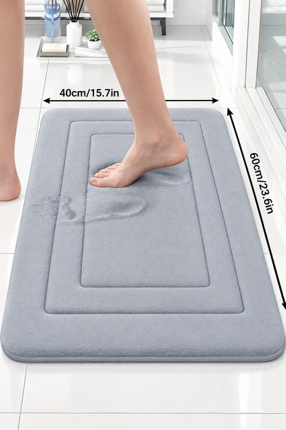 Tapis de Bain Antidérapant 40×60 cm | Velours Corail Ultra-Doux | Gris & Noir