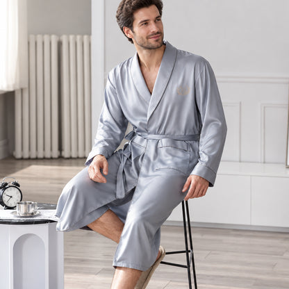 Robe de Chambre Homme Soie Glacée – Luxe & Élégance