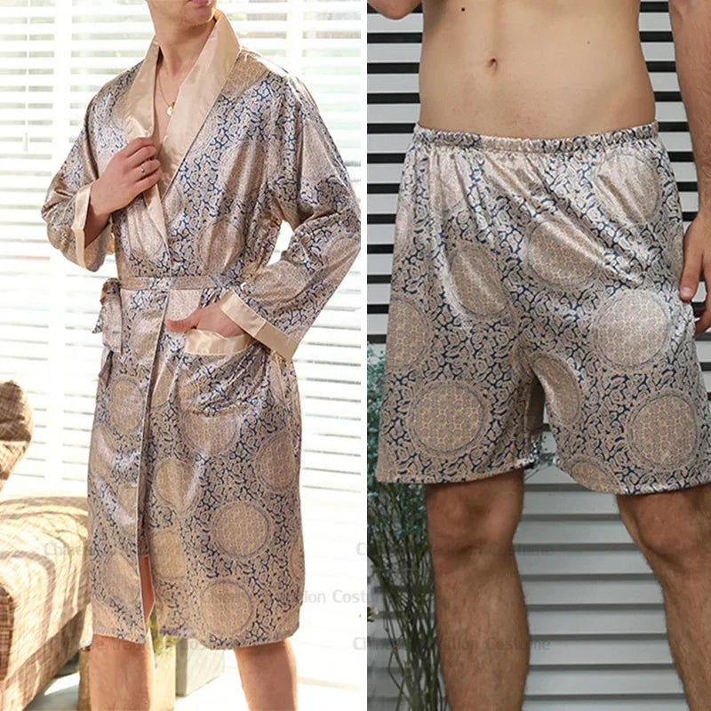 Ensemble Pyjama Kimono Satin Homme | Grande Taille 2XL à 5XL