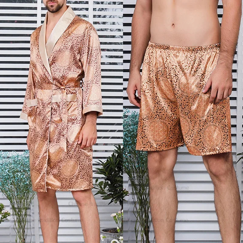 Ensemble Pyjama Kimono Satin Homme | Grande Taille 2XL à 5XL