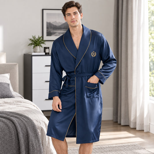 Robe de Chambre Homme Soie Glacée – Luxe & Élégance