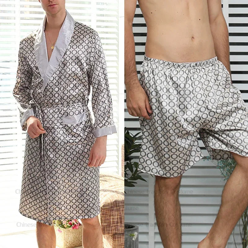 Ensemble Pyjama Kimono Satin Homme | Grande Taille 2XL à 5XL