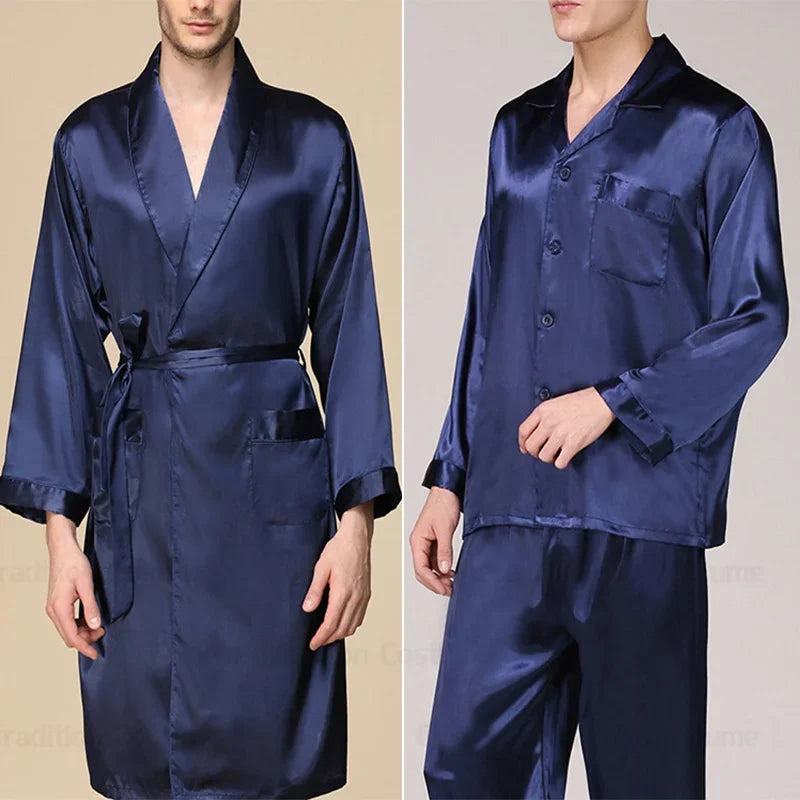 Ensemble Pyjama Kimono Satin Homme | Grande Taille 2XL à 5XL