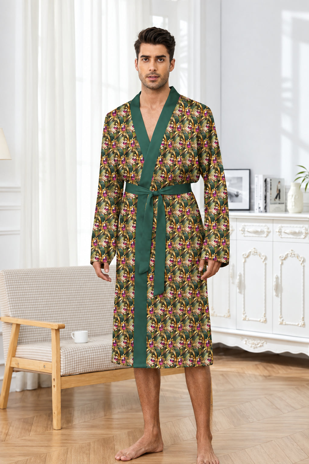 Robe de Chambre Longue Homme — Impression Numérique & Séchage Rapide