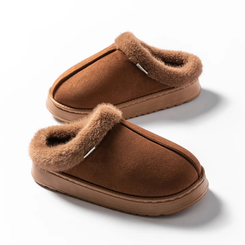 Pantoufles Moelleuses Femme en Faux Daim – Semelle EVA, Hiver
