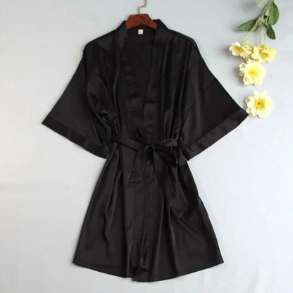 Kimono Peignoir Satin de Soie Femme | Manches 3/4 | Longueur Genou