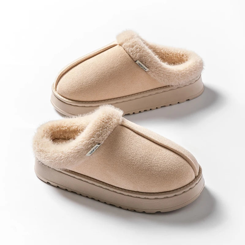 Pantoufles Moelleuses Femme en Faux Daim – Semelle EVA, Hiver
