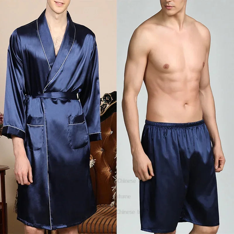 Ensemble Pyjama Kimono Satin Homme | Grande Taille 2XL à 5XL