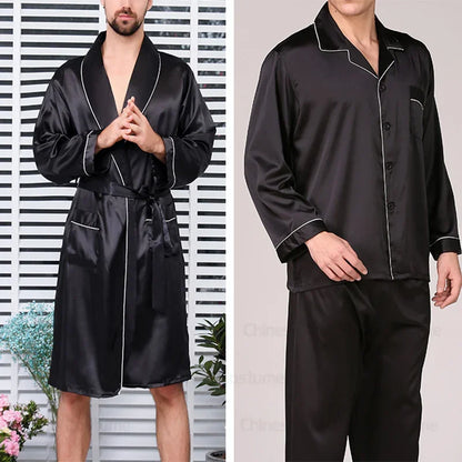 Ensemble Pyjama Kimono Satin Homme | Grande Taille 2XL à 5XL