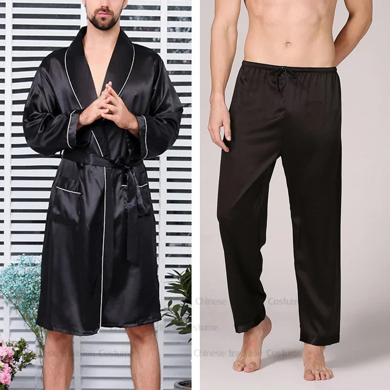 Ensemble Pyjama Kimono Satin Homme | Grande Taille 2XL à 5XL