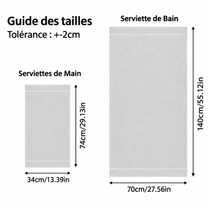 Ensemble de 2 Serviettes en Coton Peigné – Visage & Bain, 6 Coloris
