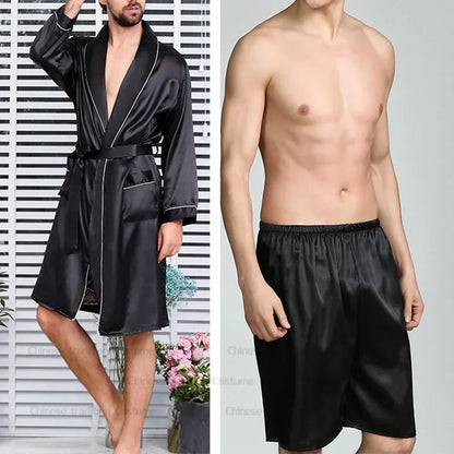 Ensemble Pyjama Kimono Satin Homme | Grande Taille 2XL à 5XL