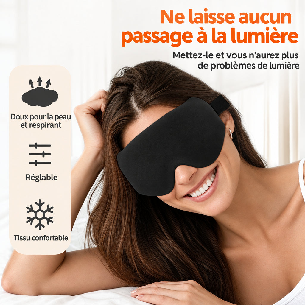 Masque de Sommeil 3D Rembourré — Bloque la Lumière, Ultra Doux