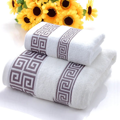Ensemble de 2 Serviettes en Coton Peigné – Visage & Bain, 6 Coloris