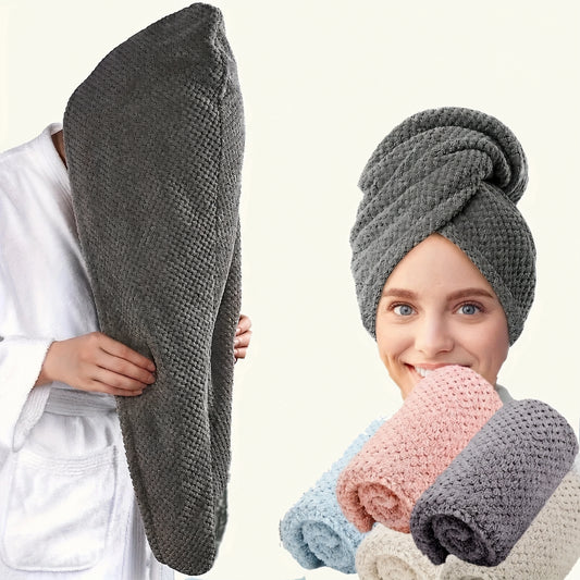 Bonnet Serviette Cheveux Texturé à Séchage Rapide – Microfibre, Boutons, 16 Coloris
