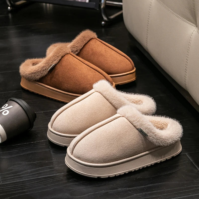 Pantoufles Moelleuses Femme en Faux Daim – Semelle EVA, Hiver