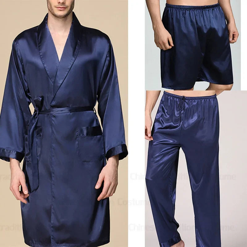 Ensemble Pyjama Kimono Satin Homme | Grande Taille 2XL à 5XL
