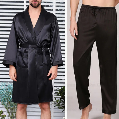 Ensemble Pyjama Kimono Satin Homme | Grande Taille 2XL à 5XL