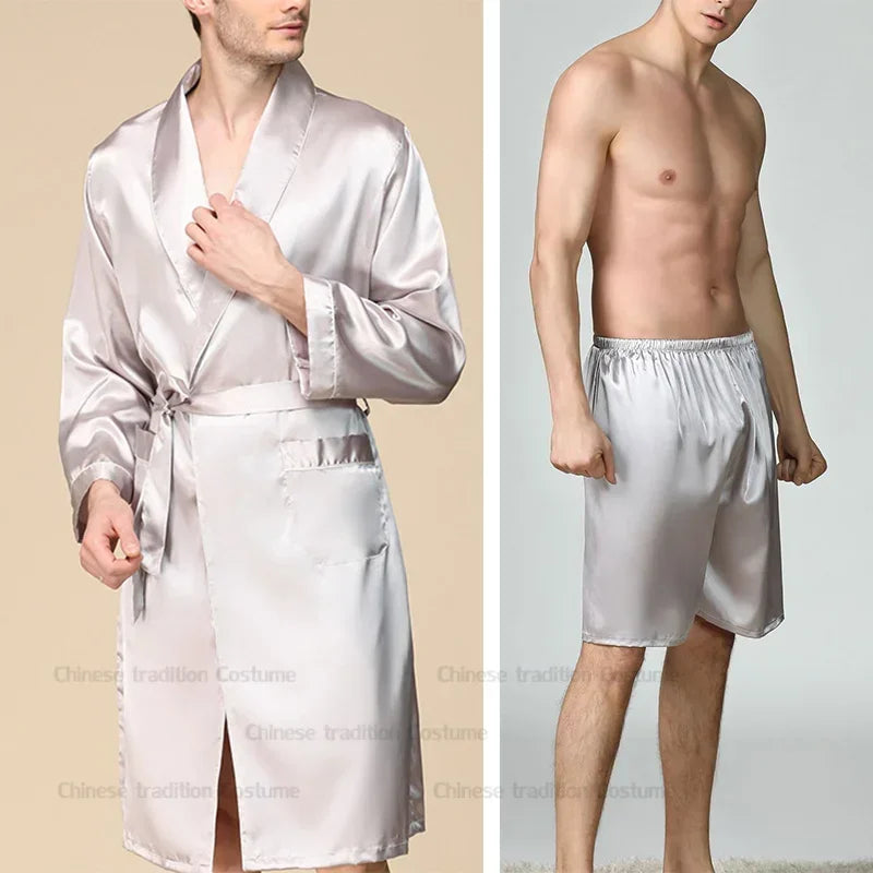 Ensemble Pyjama Kimono Satin Homme | Grande Taille 2XL à 5XL
