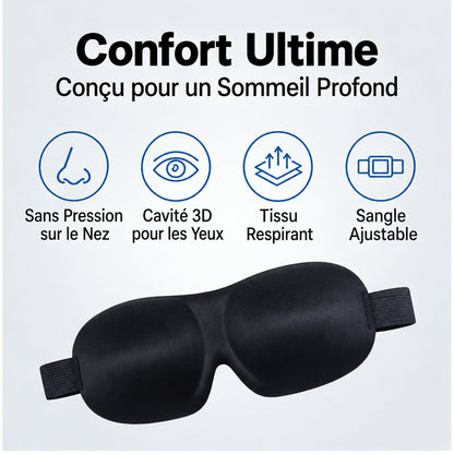 Masque de Sommeil 3D Respirant – Occultant, Réglable, Unisexe