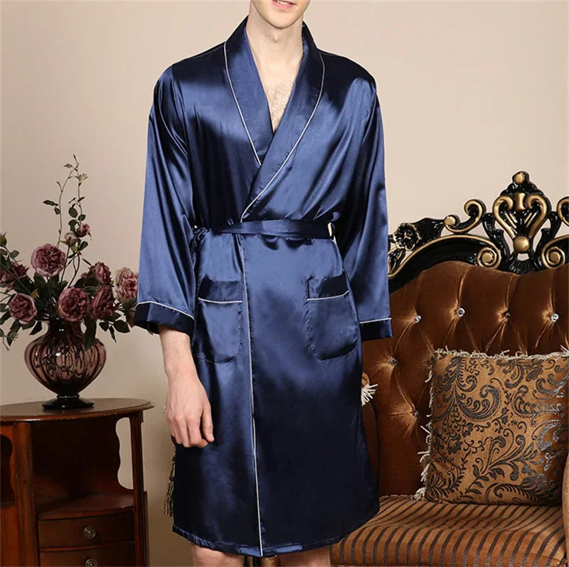 Ensemble Pyjama Kimono Satin Homme | Grande Taille 2XL à 5XL