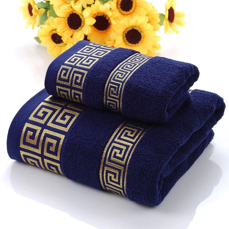 Ensemble de 2 Serviettes en Coton Peigné – Visage & Bain, 6 Coloris