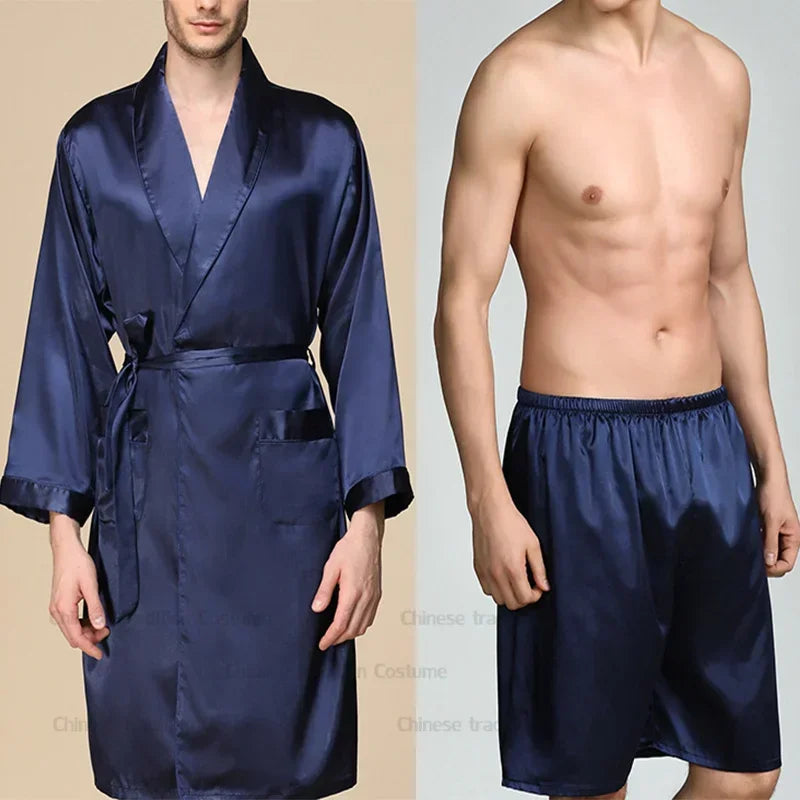 Ensemble Pyjama Kimono Satin Homme | Grande Taille 2XL à 5XL
