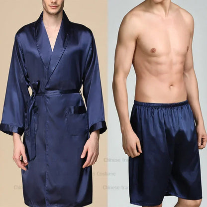 Ensemble Pyjama Kimono Satin Homme | Grande Taille 2XL à 5XL