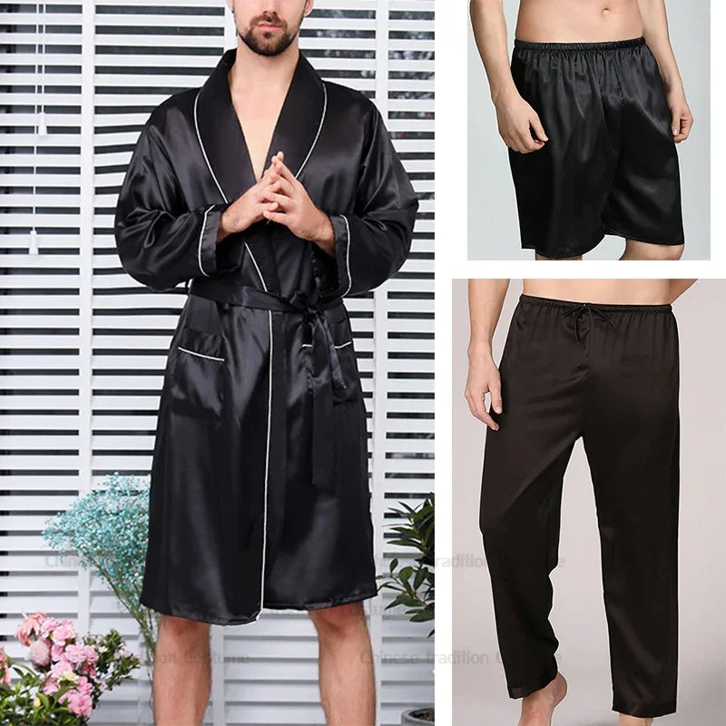 Ensemble Pyjama Kimono Satin Homme | Grande Taille 2XL à 5XL