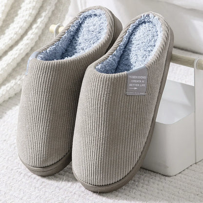 Pantoufles Peluche Hiver Fond Épais & Antidérapant | Unisexe | Gris & Marine | 36 à 45