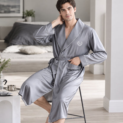 Robe de Chambre Homme Soie Glacée – Luxe & Élégance