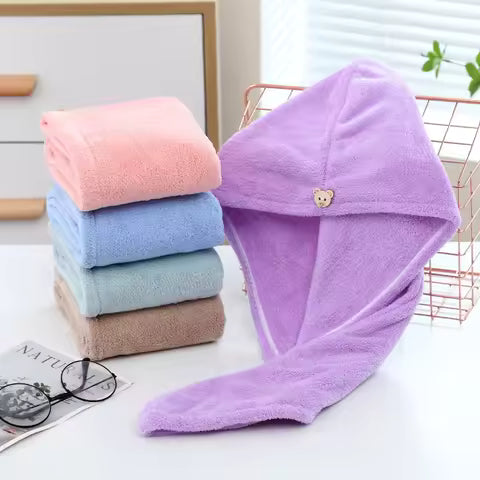 Femmes cheveux longs serviette de cheveux à séchage rapide serviettes en microfibre douce bonnet de douche serviette chapeaux de bain pour femmes bonnet de cheveux secs dame Turban tête