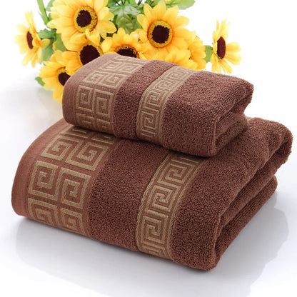 Ensemble de 2 Serviettes en Coton Peigné – Visage & Bain, 6 Coloris