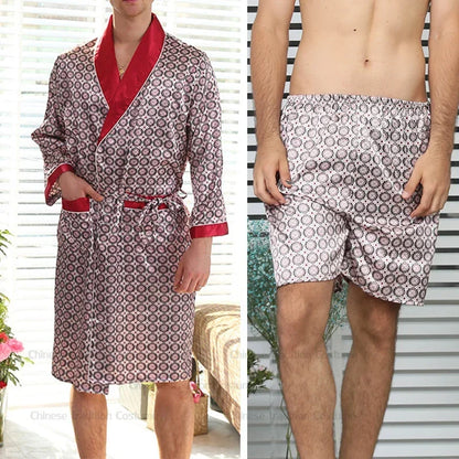 Ensemble Pyjama Kimono Satin Homme | Grande Taille 2XL à 5XL