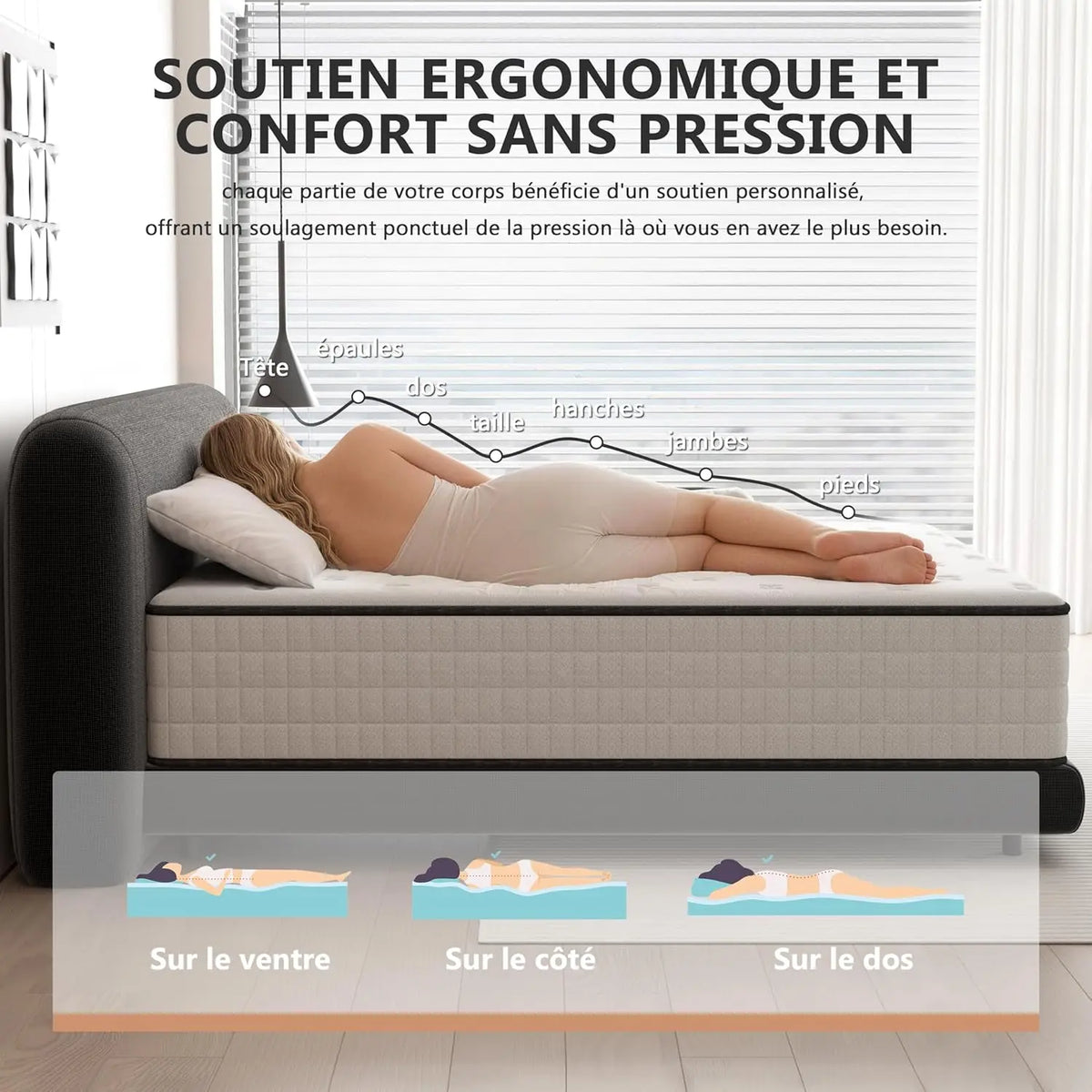 Matelas Mousse Mémoire de Forme DEWINNER | Haute Résilience | 16 à 30 cm