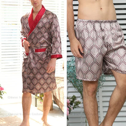 Ensemble Pyjama Kimono Satin Homme | Grande Taille 2XL à 5XL