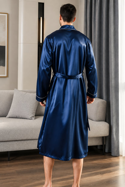 Pyjama Homme Soie Glacée Oversize — Manches Longues & Confort