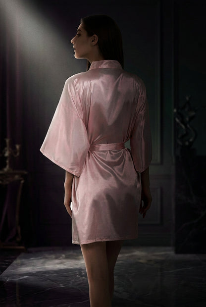 Peignoir Kimono Satiné Femme – Court & Élégant