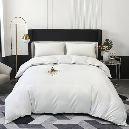 Housse de Couette Brossée Unie — Polyester Doux | Housse + 2 Taies d'Oreiller | Toutes Tailles