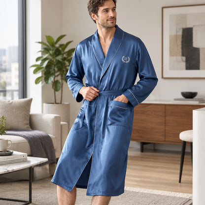 Robe de Chambre Homme Soie Glacée – Luxe & Élégance
